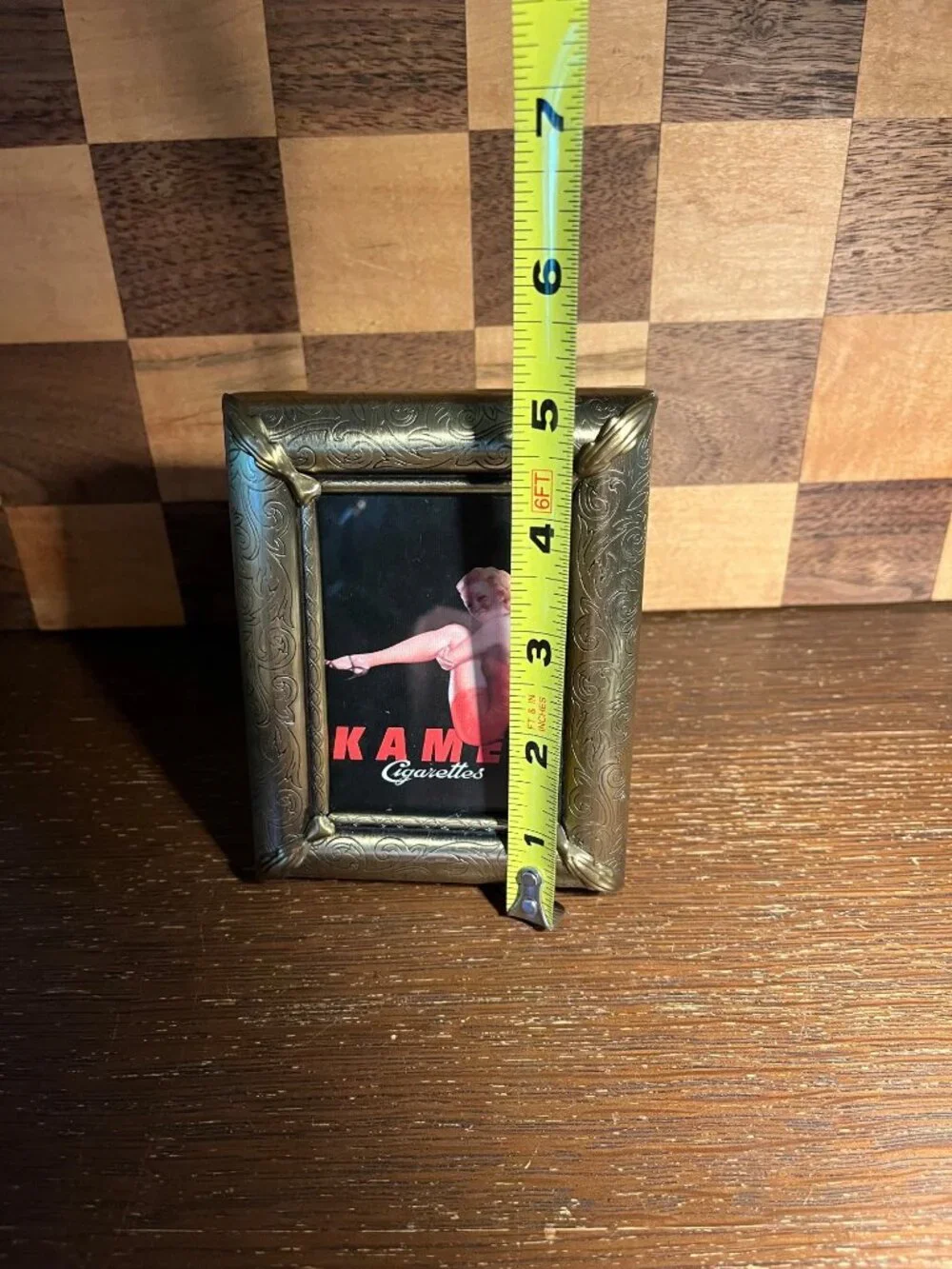 Repurposed Frame with 1990’s Vintage Kamel Playing Card A590
